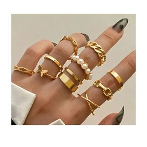 10 pcs Faux Pearl Decor Rings
